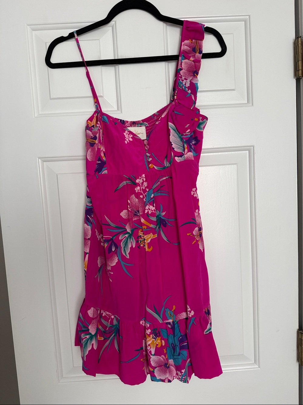 EXC! Yumi Kim Fuchsia Floral Silk Mini Dress size Medium